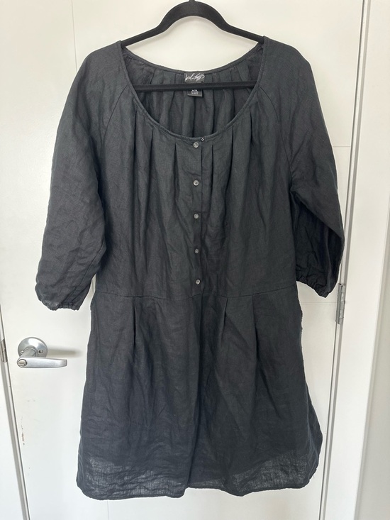Lord & Taylor Tops - Lord & Taylor 100% Linen Black Tunic Dress | Puff Sleeve Cottagecore Minimalist
